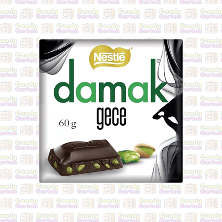 نستله داماك جيجي شوكولاتة داكنة مع قطع من الفستق الحلبي التركي 60 جرام مستورد تركيا Nestle Damak Gece 60g