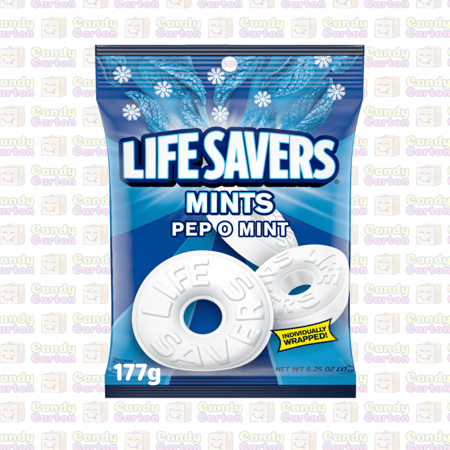 لايف سيفرز نعناع نكهة النعناع الفلفلي الازرق مغلفة بشكل فردي 177 جرام مستورد امريكا Life Savers Mints Pep O Mint 177g