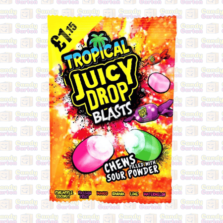 علكة جوسي دروب  مملوءة بمسحوق حامض 120 جم Juicy Drop Blasts Tropical