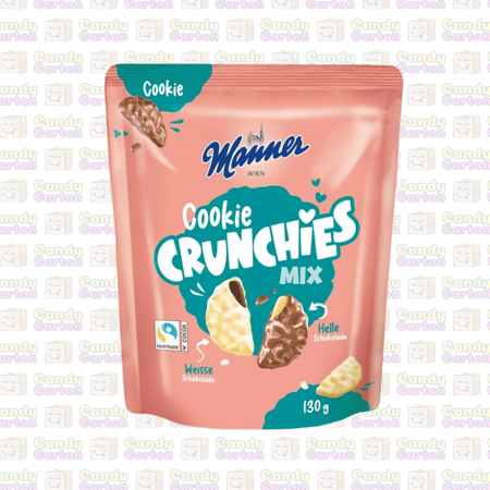 مانر كوكيز كرانشيز ميكس بسكويت الكاكاو المغطى بالشوكولاتة البيضاء وبسكويت فاتح اللون مغطى بشوكولاتة الحليب 130 جرام مستورد النمسا   Manner Cookie C