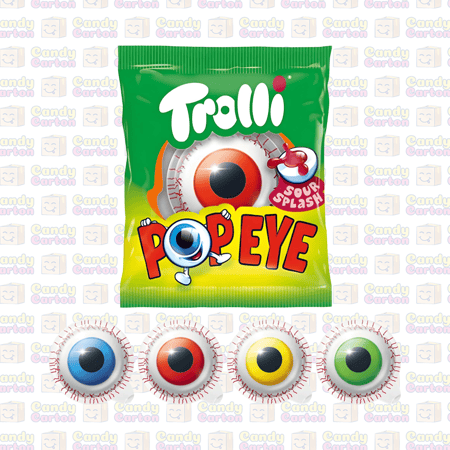 ترولي حلوى الجيلي  بوب اي علي شكل عين 18.8 جرام مستورد المانيا  Trolli Pop Eye 18.8g