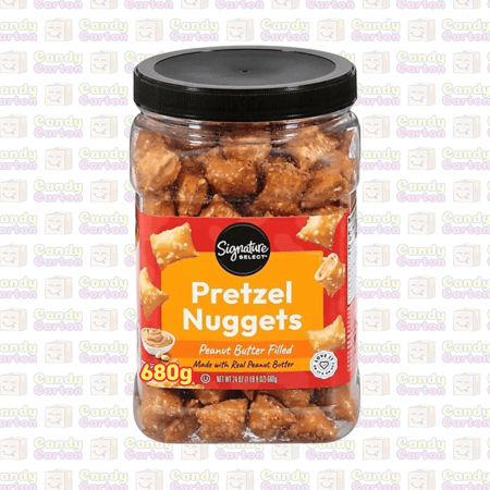 ناجتس بريتزل بزبدة الفول السوداني سيجنتشر سيلكت قطع بريتزل 680 جرام مستورد امريكا Signature Select Pretzel Nuggets Peanut Butter 680g