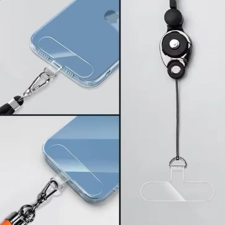 كرت شفاف مع حلقة معدنية لتعليقة الجوال (3 حبات)