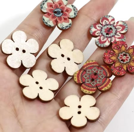 ازرار الوردة الخشبي (5 حبات)