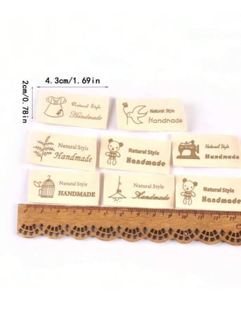 تاق ليبل قماش هاند ميد مع رسومات (10 حبات)