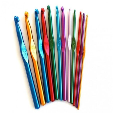 طقم 14 سنارة كروشيه معدنيه 2 - 10 mm