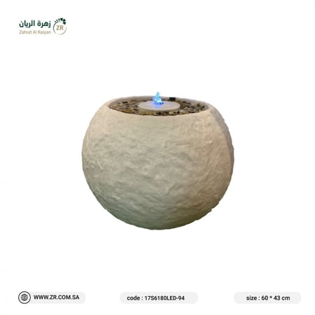 نافورة كروية مودرن بالإضاءة لون ابيض نوافير وشلالات