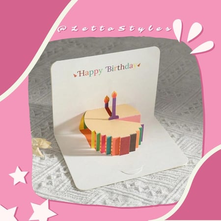 بطاقة ثلاثية الابعاد بشكل كيكة