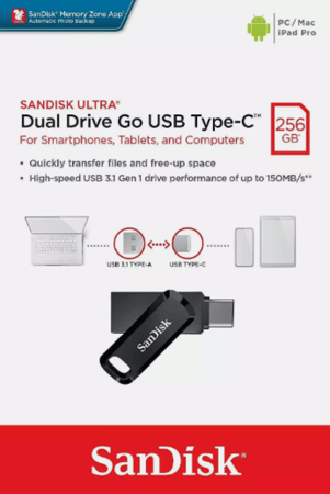 مجموعة SanDisk Ultra Dual Drive Go SDDDC3 USB 3.1 Type-C بسعة 64 جيجابايت و128 جيجابايت و256 جيجابايت