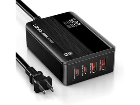 شاحن جداري يدعم الشحن السريع بقوة 65 واط مع منفذين USB ومنفذين LDNIO A4808Q Type C