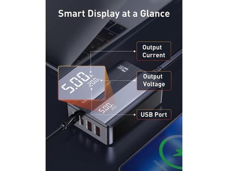 شاحن جداري يدعم الشحن السريع بقوة 65 واط مع منفذين USB ومنفذين LDNIO A4808Q Type C
