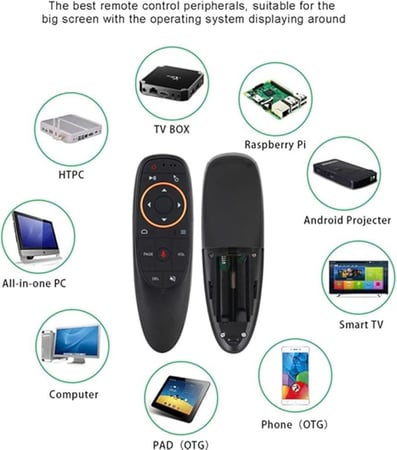 ماوس هوائي 2.4 جيجاهرتز مع إضاءة خلفية وجهاز تحكم عن بعد صوتي لصندوق تلفزيون  بروجكتر