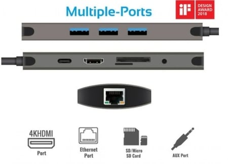 محول من مدخل تايب سي الى 8 مداخل من بروميت