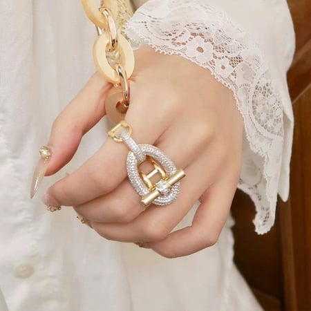 خاتم هيرميز  مطلي مع فصوص زركون