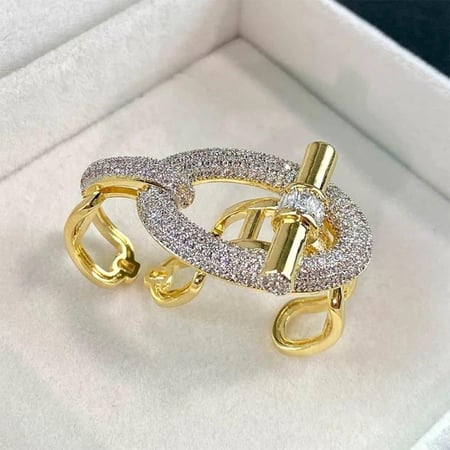 خاتم هيرميز  مطلي مع فصوص زركون