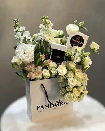 خاتم باندورا فضة  & تنسيق ورد