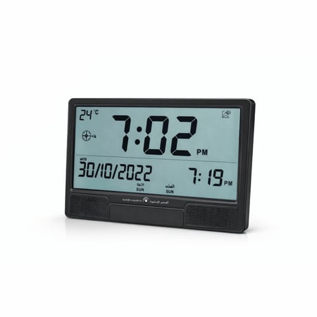 ساعة رقمية اسود شاشة ابيض