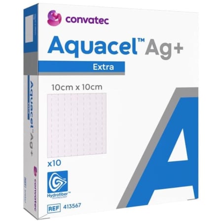 كونفاتك ضمادة اللياف فضية للتقرحات والحروق اكواسيل +Ag مقاس 10سم × 10سم - حبه