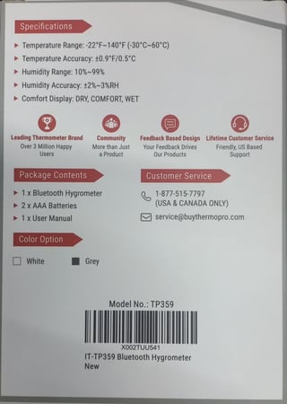 جهاز قياس الحرارة والرطوبة لمحيط الغرفة  Therm Pro- بلوتوث