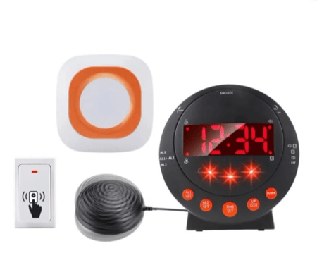 جرس باب وجهاز منبه مع فلاش ووسادة هزاز للصم