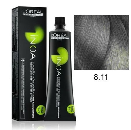 صبغة انوا بدون امونيا لتلوين الشعر أشقر فاتح رمادي عميق 8.11 من لوريال بروفيشينال