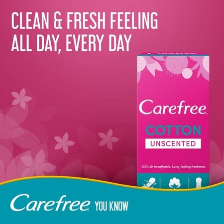 كير فري فوط يومية إحساس القطن العادي خال من العطر 56 حبة