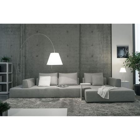 كنبة زاوية خشب سويدي وكتان - رمادي