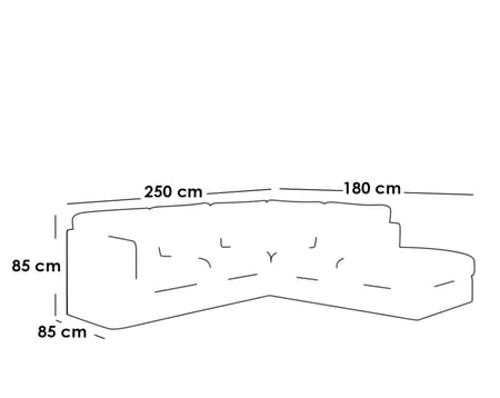 كنبة زاوية 85×180×85×250 سم