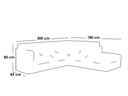 كنبة زاوية 300×180×80×85 سم - رمادي