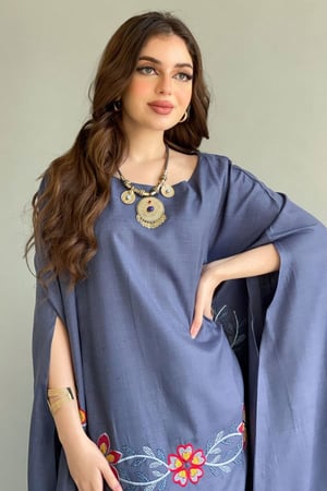 جلابيه بشت مورده ازرق