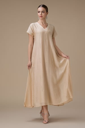 جلابية ماكسي بيج بتطريز ناعم