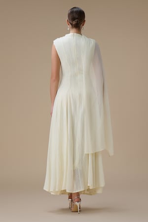 فستان ميدي سكري بوشاح كتف