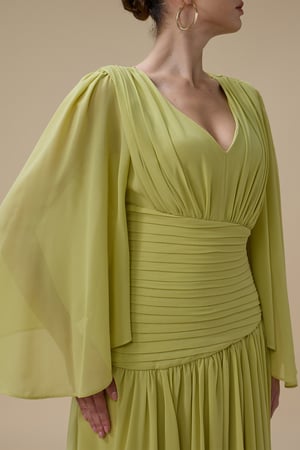 فستان اصفر طويل شيفون