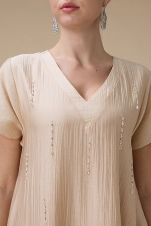 جلابية ماكسي بيج بتطريز ناعم