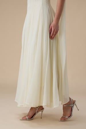 فستان ميدي سكري بوشاح كتف