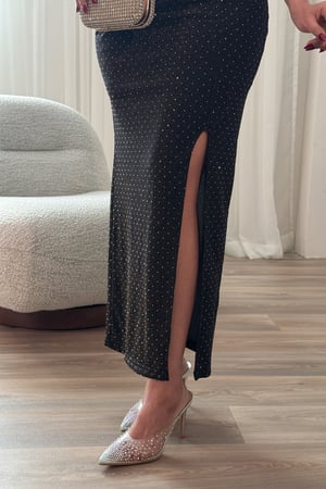 فستان ميتالك ذهبي بفصوص