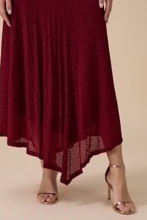 فستان ماكسي برغندي بدرابيه