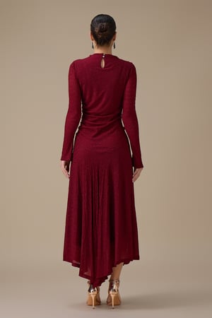 فستان ماكسي برغندي بدرابيه