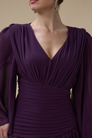 فستان بنفسجي طويل شيفون