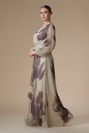 فستان موف طويل شيفون