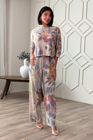 طقم بنطلون وبلوزة بليسيه مورد