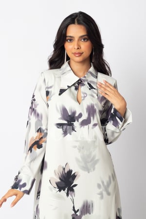 فستان ماكسي واسع مشجر