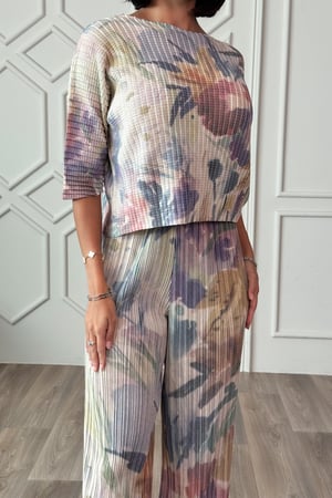 طقم بنطلون وبلوزة بليسيه مورد