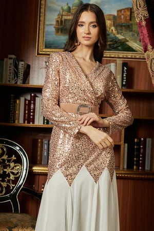 فستان سهره ترتر شوقر بلونين لون ذهبي