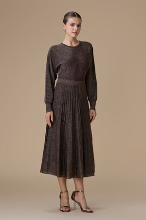 فستان بني ميدي بليسيه لامع