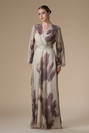 فستان موف طويل شيفون