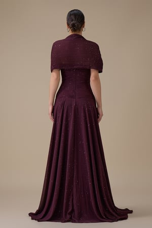 فستان سهرة طويل بتصميم أنيق لون بنفسجي