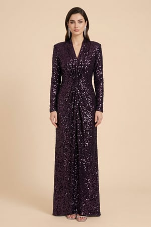 فستان طويل ترتر لون بنفسجي