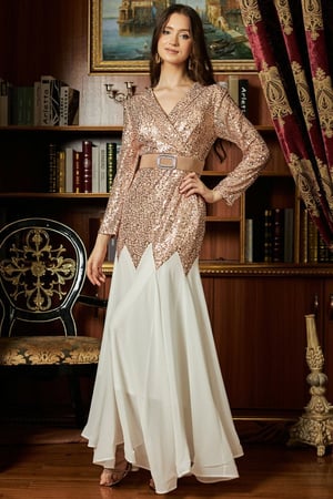 فستان سهره ترتر شوقر بلونين لون ذهبي