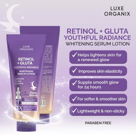 Luxe Organix Retinol + Gluta Youthful Radiance Whitening Serum Lotion